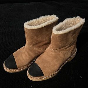 Chanel lambskin shearling boots